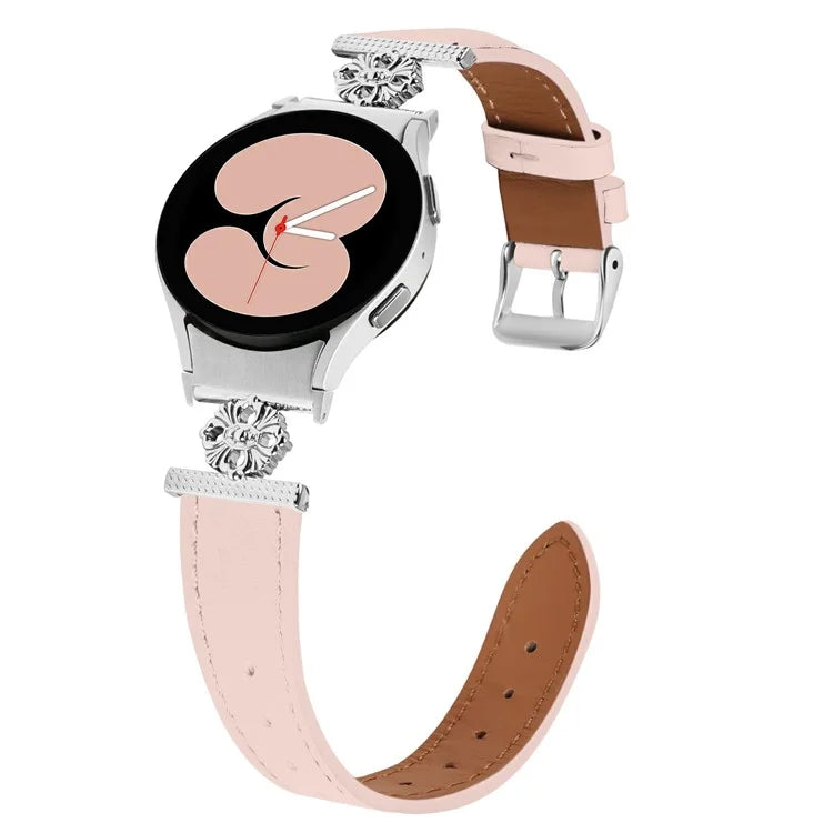Watch Band for Samsung Galaxy Watch 5 Pro 45mm / Watch 5 44mm / 40mm Genuine Cow Leather Strap with Seamless Connector
