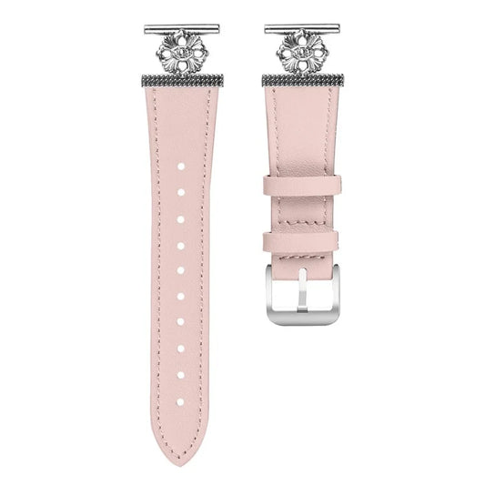 For GarminMove Style / Vivomove Style Watch Band Genuine Cow Leather Flower Decor Adjustable Strap