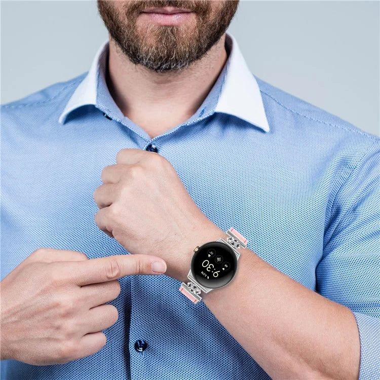 For Google Pixel Watch 2 Watch Band Genuine Cow Leather Flower Decor Adjustable Strap