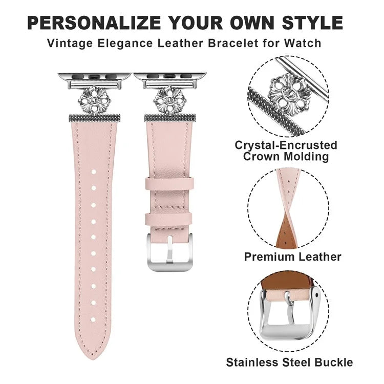 Watch Band for Apple Watch Series 10 42mm / 9 8 7 41mm / SE (2023) SE (2022) SE 6 5 4 40mm / 3 2 1 38mm Genuine Cow Leather Strap