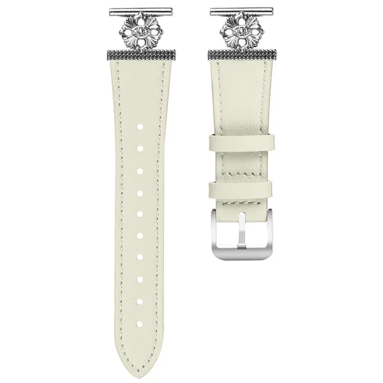 For Gabb Watch 1 Watch Band Genuine Cow Leather Flower Decor Adjustable Strap