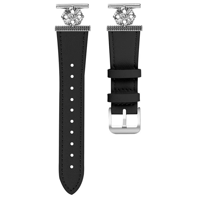 For Gabb Watch 3 Watch Band Genuine Cow Leather Flower Decor Adjustable Strap