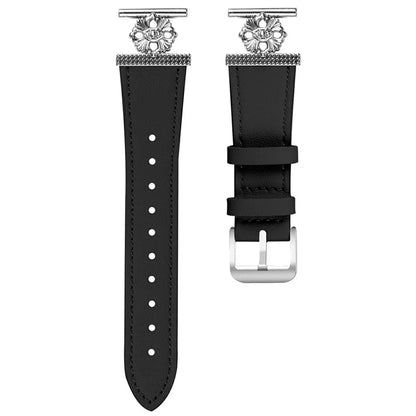 For Gabb Watch 3 Watch Band Genuine Cow Leather Flower Decor Adjustable Strap