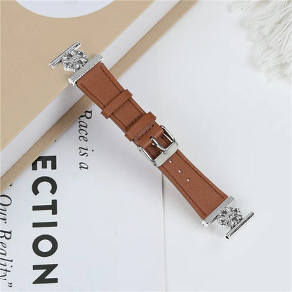 For Gabb Watch 3 Watch Band Genuine Cow Leather Flower Decor Adjustable Strap