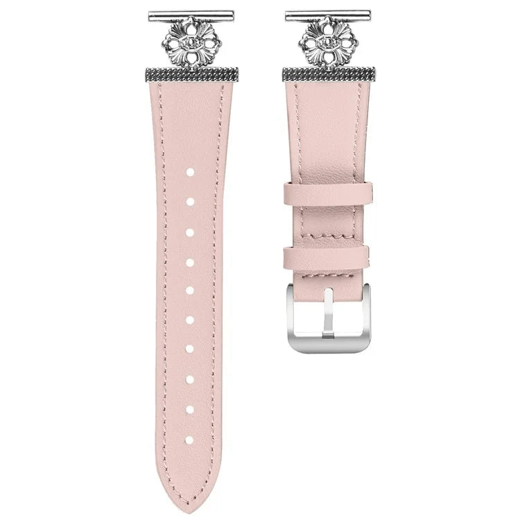 For Misfit Vapor Watch Band Genuine Cow Leather Flower Decor Adjustable Strap