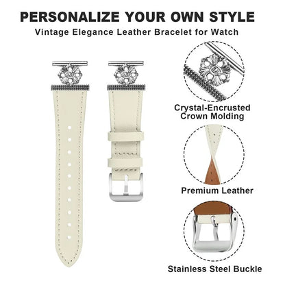 For Nokia Withings Steel HR 40mm Watch Band Genuine Cow Leather Flower Decor Adjustable Strap