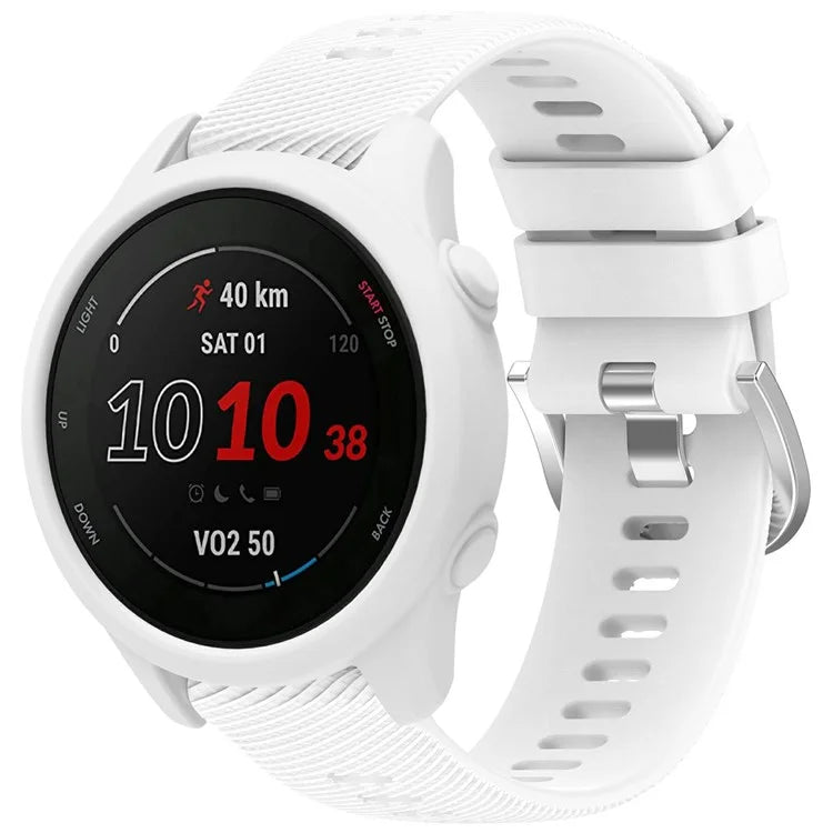 For Garmin Forerunner 255 / Forerunner 265 Cross-Texture Silicone Band with Watch Case
