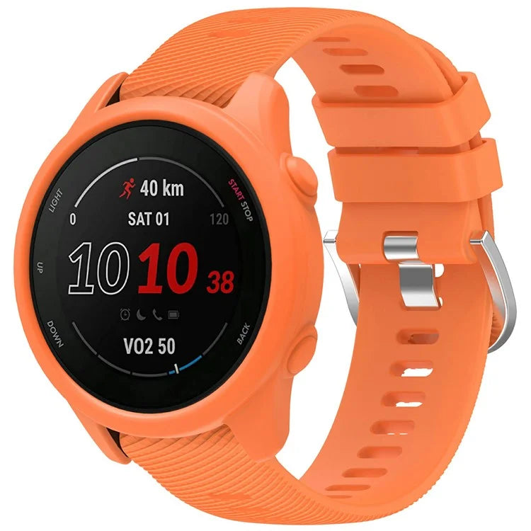 For Garmin Forerunner 255 / Forerunner 265 Cross-Texture Silicone Band with Watch Case