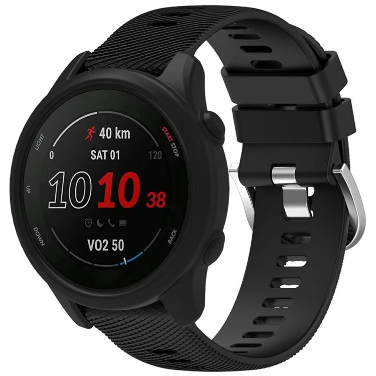 For Garmin Forerunner 255 / Forerunner 265 Cross-Texture Silicone Band with Watch Case