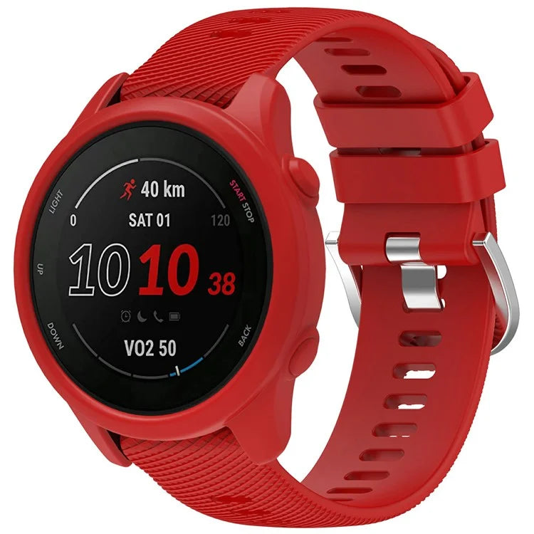 For Garmin Forerunner 255 / Forerunner 265 Cross-Texture Silicone Band with Watch Case