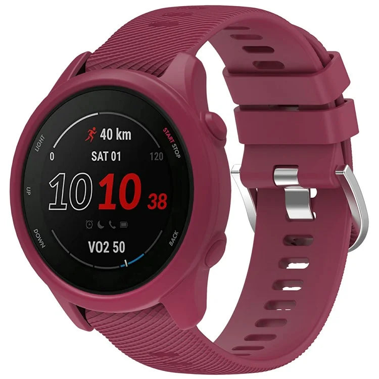 For Garmin Forerunner 255 / Forerunner 265 Cross-Texture Silicone Band with Watch Case