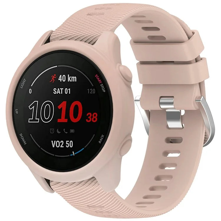 For Garmin Forerunner 255 / Forerunner 265 Cross-Texture Silicone Band with Watch Case