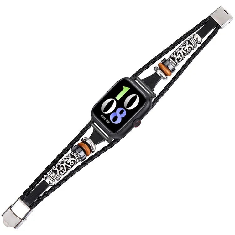 For Huawei Watch GT 4 41mm / Garmin Venu 3S Ethnic Band Bracelet 18mm Leather+Metal Wrist Strap