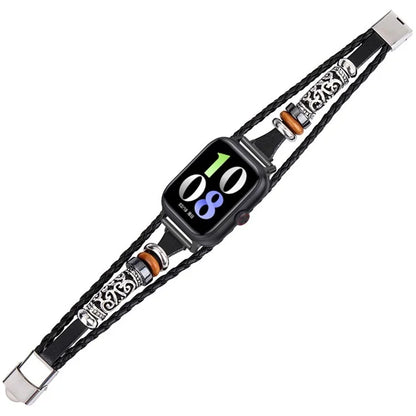 22mm Ethnic Band Bracelet for Huawei Watch 4 / 4 Pro / GT 4 46mm Leather+Metal Wrist Strap