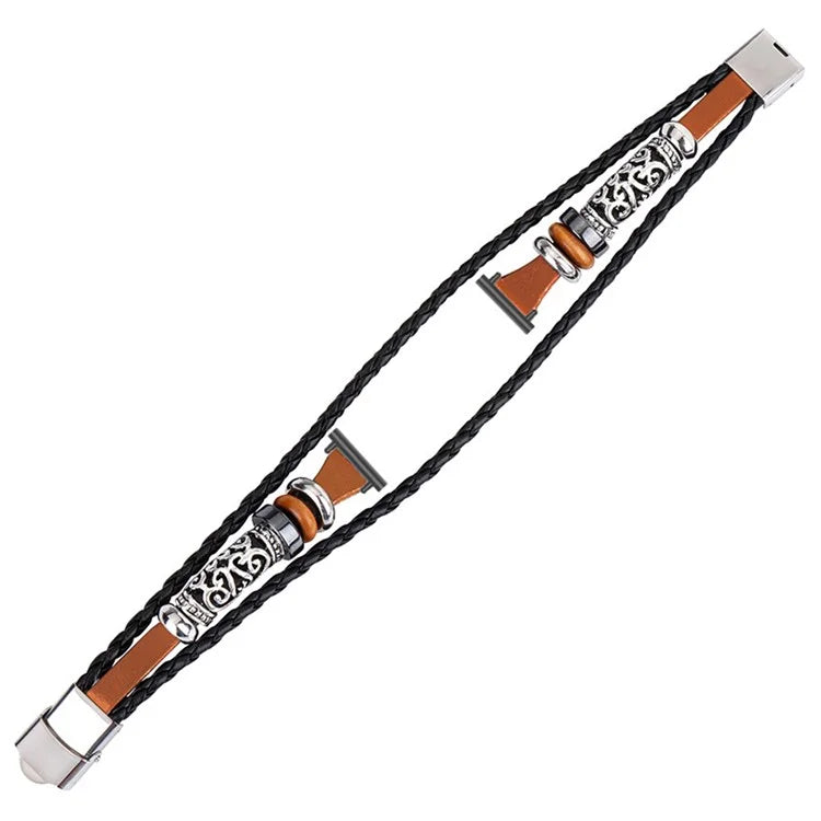 22mm Ethnic Band Bracelet for Huawei Watch 4 / 4 Pro / GT 4 46mm Leather+Metal Wrist Strap