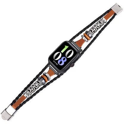 22mm Ethnic Band Bracelet for Huawei Watch 4 / 4 Pro / GT 4 46mm Leather+Metal Wrist Strap
