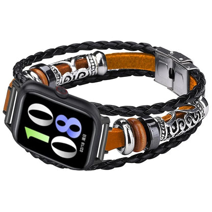 22mm Ethnic Band Bracelet for Huawei Watch 4 / 4 Pro / GT 4 46mm Leather+Metal Wrist Strap