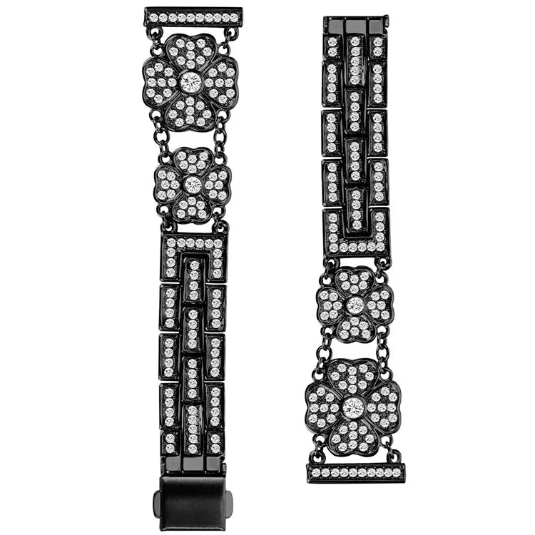 For Samsung Galaxy Watch7 44mm / 40mm Watch Band Four Leaf Clover Rhinestone Decor Smart Watch Strap