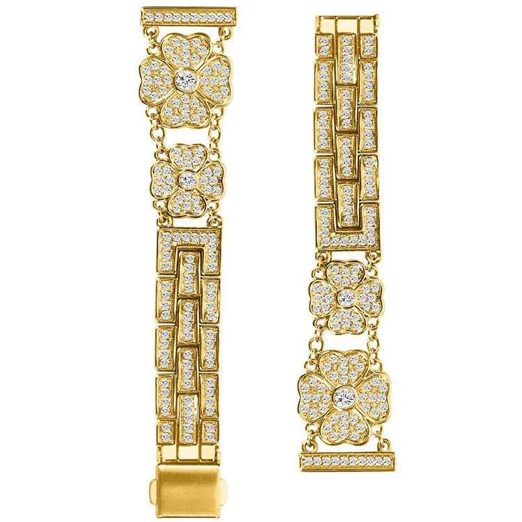 For Samsung Galaxy Watch7 44mm / 40mm Watch Band Four Leaf Clover Rhinestone Decor Smart Watch Strap
