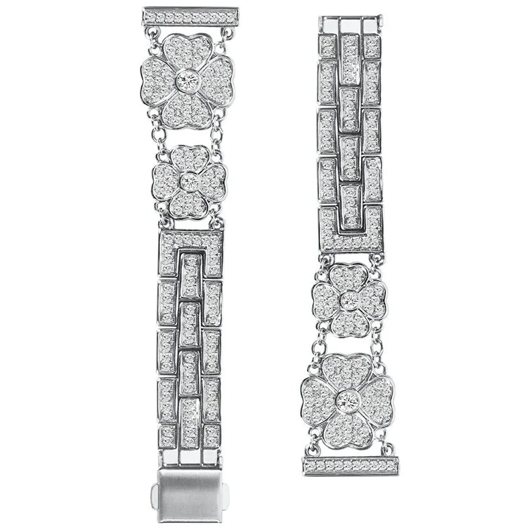 For Samsung Galaxy Watch7 44mm / 40mm Watch Band Four Leaf Clover Rhinestone Decor Smart Watch Strap