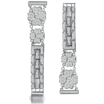 For Samsung Galaxy Watch7 44mm / 40mm Watch Band Four Leaf Clover Rhinestone Decor Smart Watch Strap