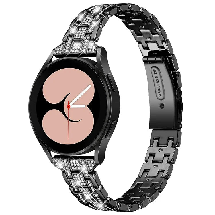 For Samsung Galaxy Watch7 44mm / 40mm Watch Band Rhinestone Decor Double Snap Smart Watch Strap