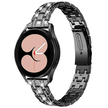 For Samsung Galaxy Watch7 44mm / 40mm Watch Band Rhinestone Decor Double Snap Smart Watch Strap