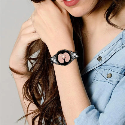 For Samsung Galaxy Watch7 44mm / 40mm Watch Band Rhinestone Decor Double Snap Smart Watch Strap