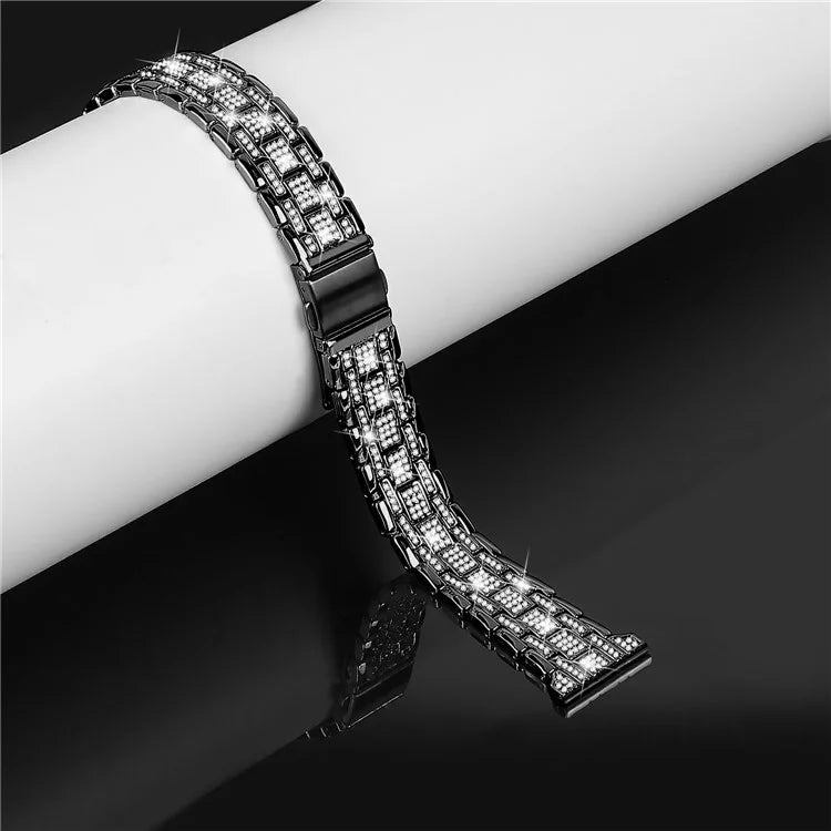 For Samsung Galaxy Watch7 44mm / 40mm Watch Band Rhinestone Decor Double Snap Smart Watch Strap