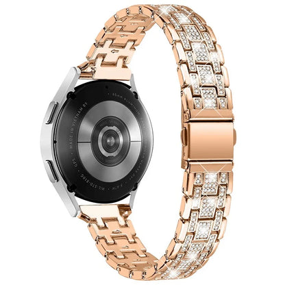 For Samsung Galaxy Watch7 44mm / 40mm Watch Band Rhinestone Decor Double Snap Smart Watch Strap