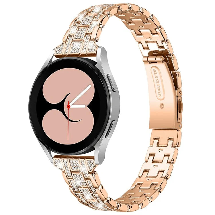 For Samsung Galaxy Watch7 44mm / 40mm Watch Band Rhinestone Decor Double Snap Smart Watch Strap