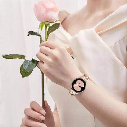 For Samsung Galaxy Watch7 44mm / 40mm Watch Band Rhinestone Decor Double Snap Smart Watch Strap