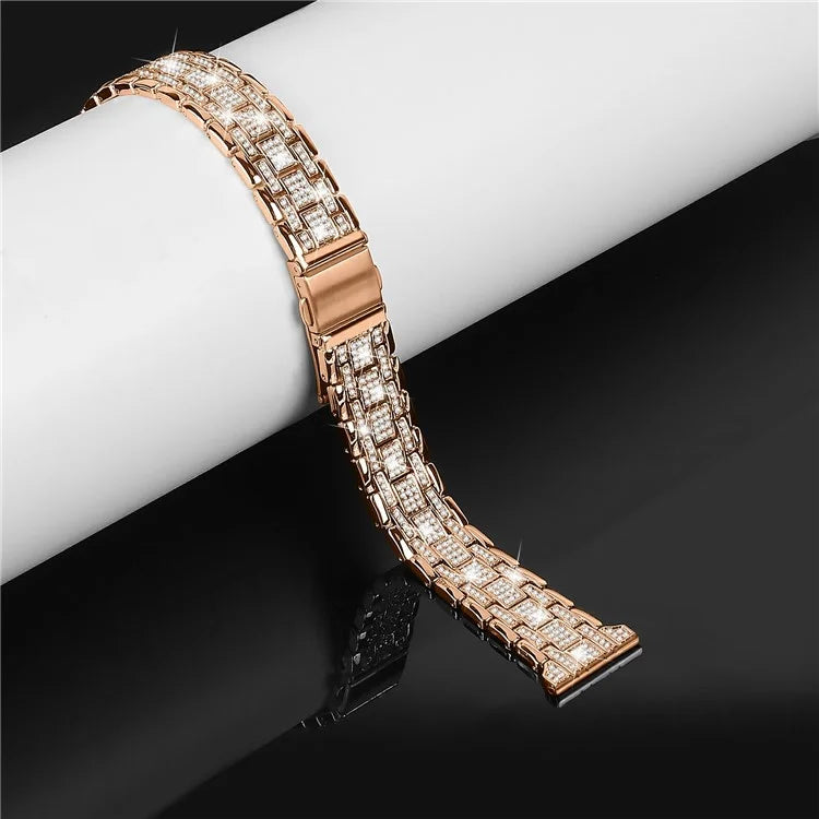 For Samsung Galaxy Watch7 44mm / 40mm Watch Band Rhinestone Decor Double Snap Smart Watch Strap