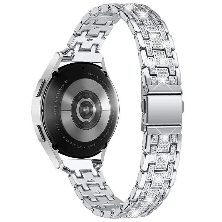 For Samsung Galaxy Watch7 44mm / 40mm Watch Band Rhinestone Decor Double Snap Smart Watch Strap