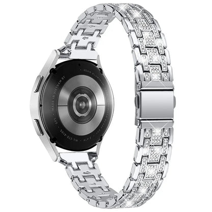 For Samsung Galaxy Watch7 44mm / 40mm Watch Band Rhinestone Decor Double Snap Smart Watch Strap