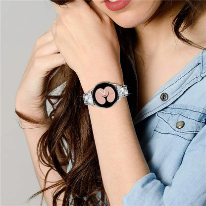 For Samsung Galaxy Watch7 44mm / 40mm Watch Band Rhinestone Decor Double Snap Smart Watch Strap