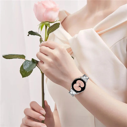 For Samsung Galaxy Watch7 44mm / 40mm Watch Band Rhinestone Decor Double Snap Smart Watch Strap