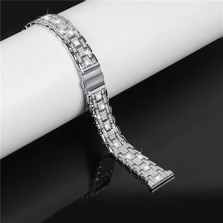 For Samsung Galaxy Watch7 44mm / 40mm Watch Band Rhinestone Decor Double Snap Smart Watch Strap