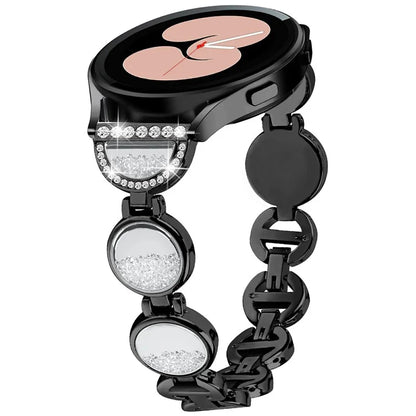 For Samsung Galaxy Watch7 44mm / 40mm Band Quicksand Design Metal Watch Strap Bracelet
