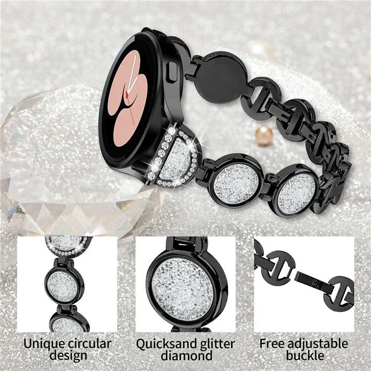 For Samsung Galaxy Watch7 44mm / 40mm Band Quicksand Design Metal Watch Strap Bracelet