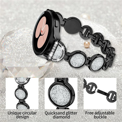 For Samsung Galaxy Watch7 44mm / 40mm Band Quicksand Design Metal Watch Strap Bracelet