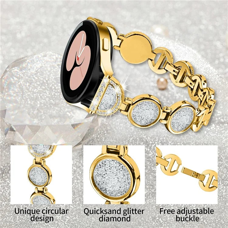 For Samsung Galaxy Watch7 44mm / 40mm Band Quicksand Design Metal Watch Strap Bracelet