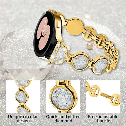 For Samsung Galaxy Watch7 44mm / 40mm Band Quicksand Design Metal Watch Strap Bracelet