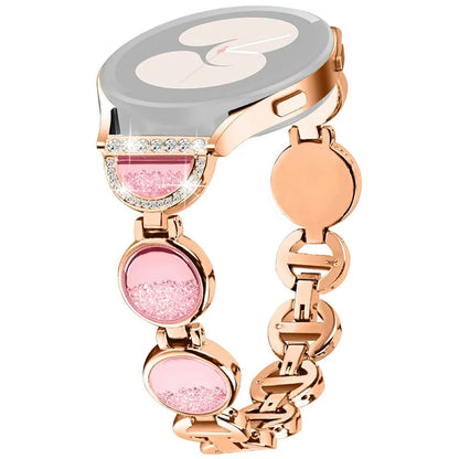 For Samsung Galaxy Watch7 44mm / 40mm Band Quicksand Design Metal Watch Strap Bracelet