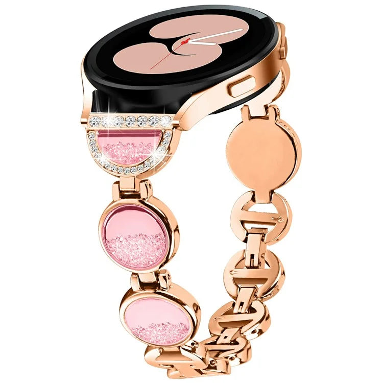 For Samsung Galaxy Watch7 44mm / 40mm Band Quicksand Design Metal Watch Strap Bracelet