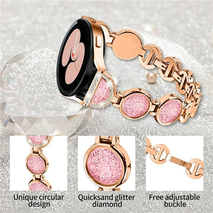 For Samsung Galaxy Watch7 44mm / 40mm Band Quicksand Design Metal Watch Strap Bracelet