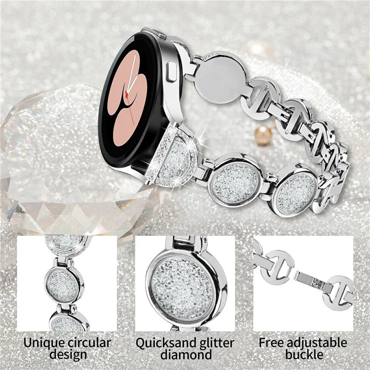 For Samsung Galaxy Watch7 44mm / 40mm Band Quicksand Design Metal Watch Strap Bracelet