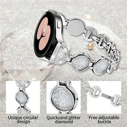 For Samsung Galaxy Watch7 44mm / 40mm Band Quicksand Design Metal Watch Strap Bracelet