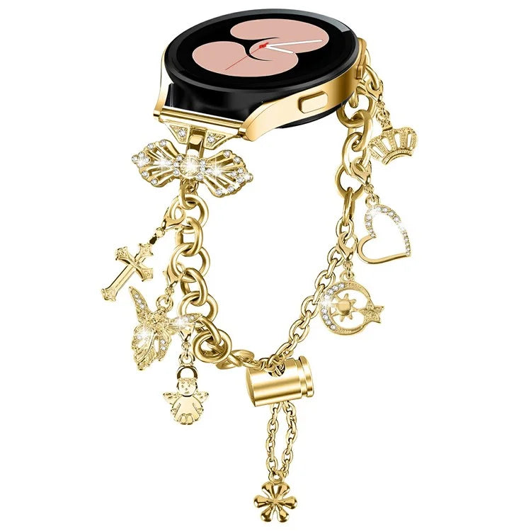 For Samsung Galaxy Watch7 44mm / 40mm Smartwatch Strap Metal Charm Wristband Bracelet