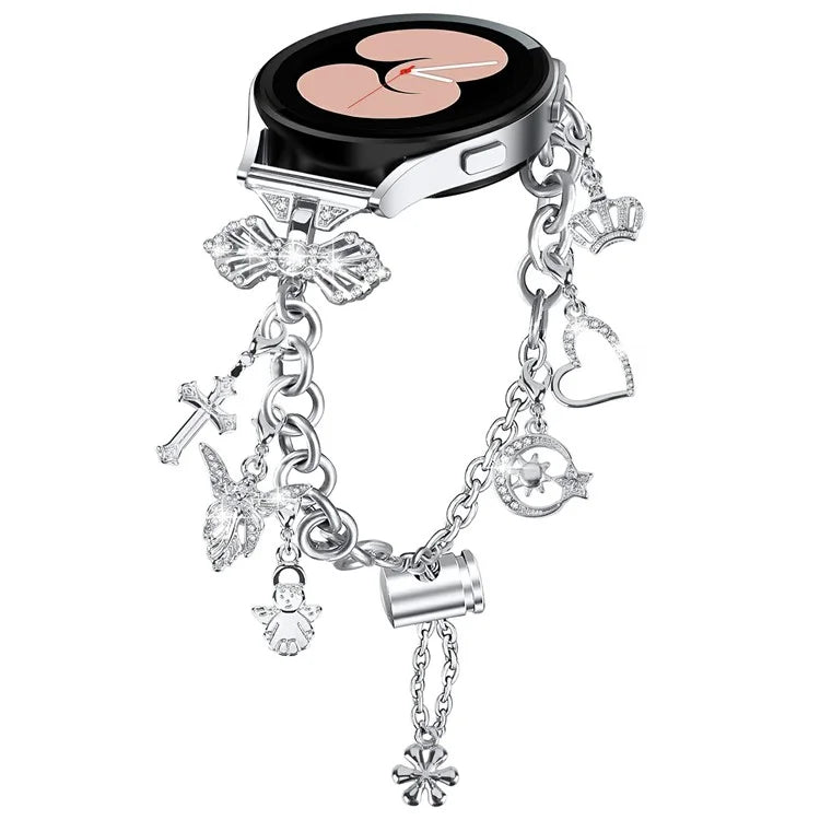 For Samsung Galaxy Watch7 44mm / 40mm Smartwatch Strap Metal Charm Wristband Bracelet